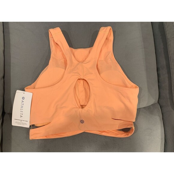 Athleta Crop tank top build in Bra Medium Peach Yoga Conscious New - Picture 3 of 5